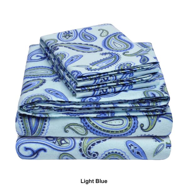 Superior Cotton Flannel Deep Pocket Paisley Sheet Set