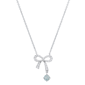 Saffron 0.5ctw. Bow Drop Turquoise Moissanite Diamond Necklace - image 1