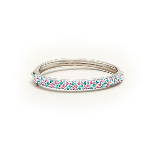Kids Silver Plated & Multi-Color CZ Bangle Bracelet
