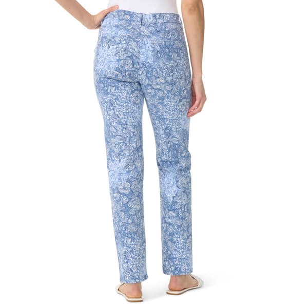 Womens Gloria Vanderbilt Amanda Floral 5-Pocket Straight Jeans