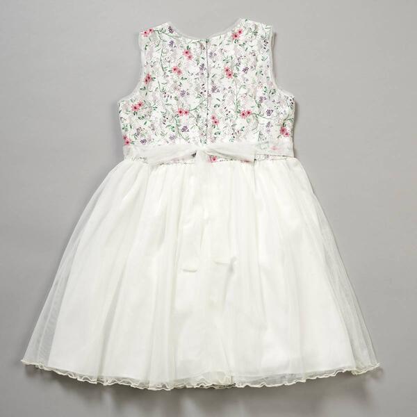 Girls &#40;7-16&#41; Bonnie Jean Sleeveless Embroidery Mesh Dress