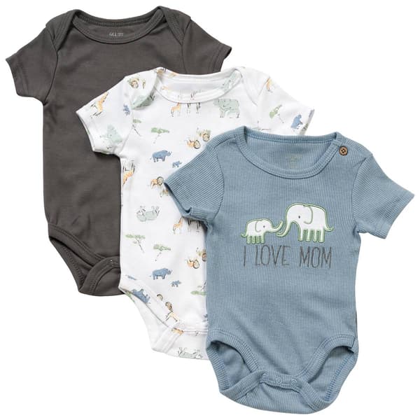 Baby Unisex &#40;NB-9M&#41; Le Top&#40;R&#41; bebe 3pk. Safari Bodysuits - image 