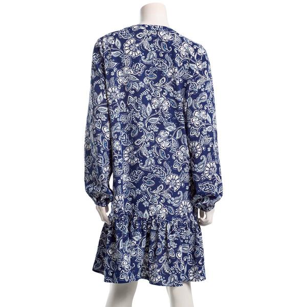 Womens Emily Daniels Long Sleeve Paisley Ruffle Hem Shirtdress