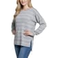 Petite NY Collection Long Sleeve Crew Neck Stripe Hacci Blouse - image 2