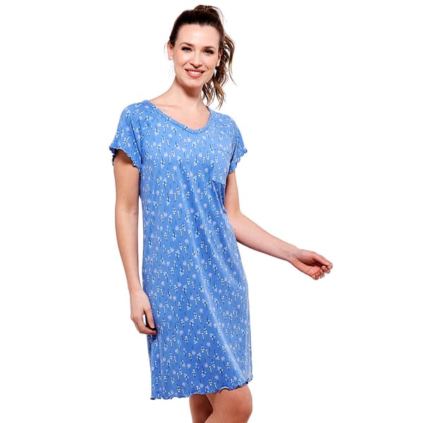 Plus Size White Orchid Flutter Sleeve Blueberry Buds Nightshirt - image 