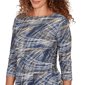 Womens Emaline Key Items 3/4 Sleeve Boat Neck Texture Tee - image 5