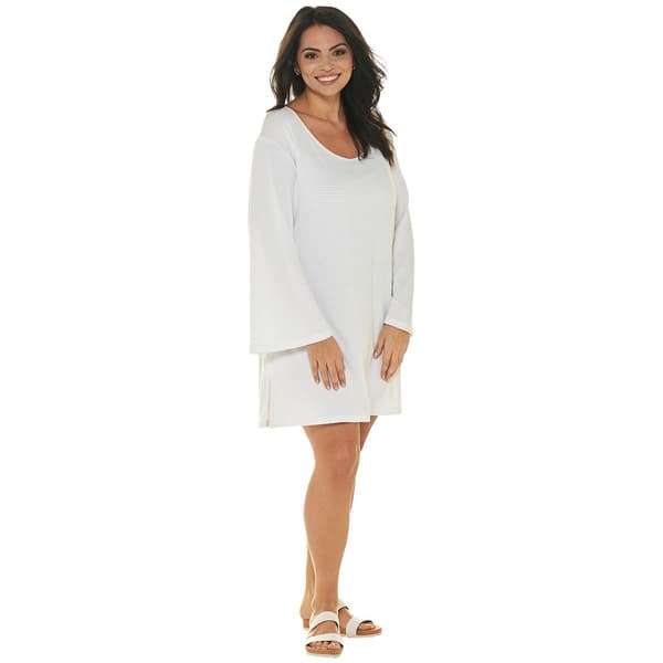 Plus Size J Valdi Bondi Bell Sleeve Scoop Neck Tunic Cover-Up - image 