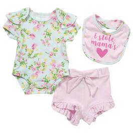 Baby Girl &#40;3-9M&#41; Baby Essentials&#40;R&#41; 3pc. Mama Floral Shorts Set