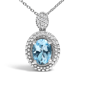 Haus of Brilliance Blue Topaz & Diamond Halo Pendant Necklace - image 2