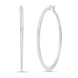 Saffron 40mm Stainless Steel Polished Flat Bottom Hoop Earrings