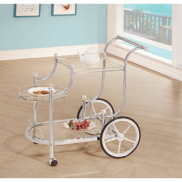 Coaster Chrome and Clear 3-Tier Serving Cart