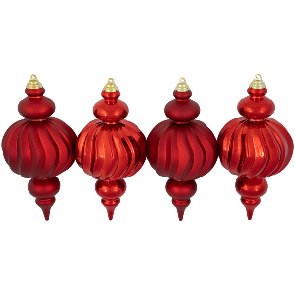 Northlight 4ct. 2-Finish  Finial Shatterproof Christmas Ornaments