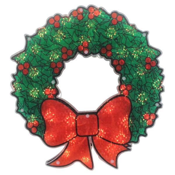 Northlight 15in. Holographic Christmas Wreath Window Silhouette - image 