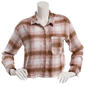 Juniors No Comment Crop Plaid Flannel Top- Pink - image 1