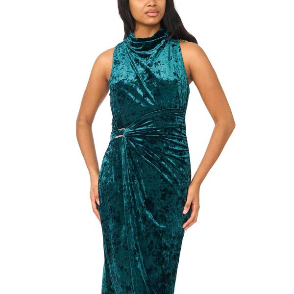 Womens MSK Sleeveless Crushed Velvet Faux Wrap Dress