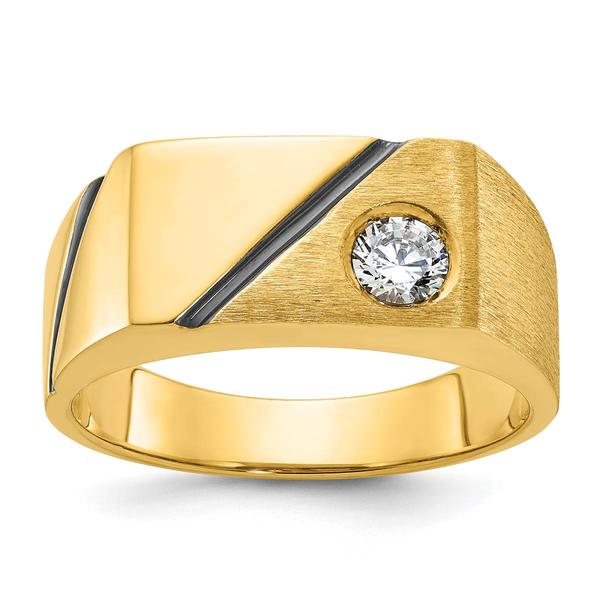 Mens Diamond Classics(tm) 10kt. Gold Rhodium Stripe Diamond Ring - image 
