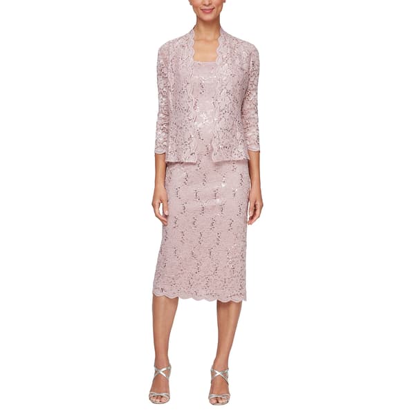 Petite SLNY Lace Jacket Dress Tea Length - image 