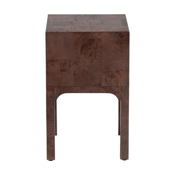 bali & pari Kayla Dark Walnut Brown Real Burl Wood Nightstand