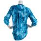 Petite Notations 3/4 Sleeve Print Jacquard Knit Pleat Henley - image 2