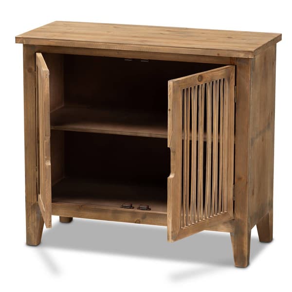 Baxton Studio Clement 2-Door Wood Spindle Accent Storage Cabinet