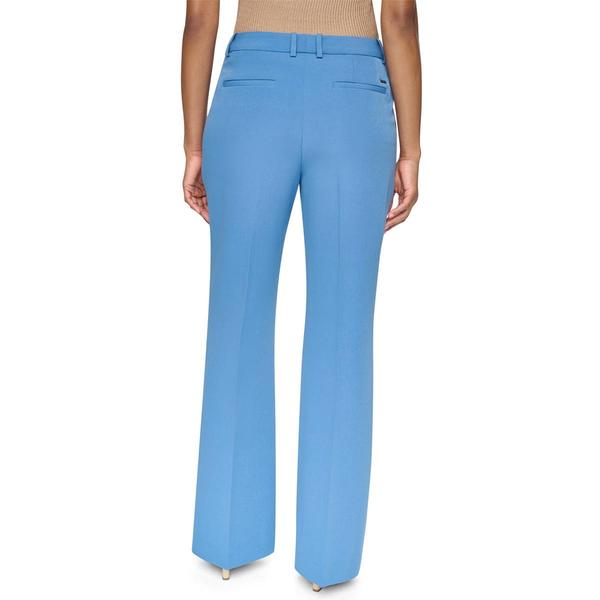 Womens DKNY Solid Button Front Flare Leg Pintuck Dress Pants