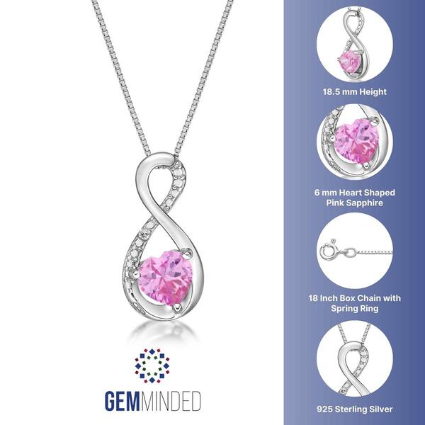 Gemminded Sterling Silver 6mm Heart Created Sapphire Pendant