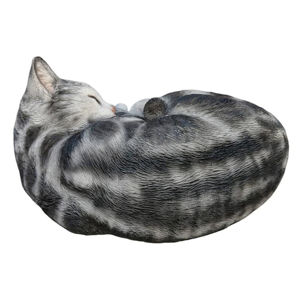 Hi-Line Gift Enchanting Black Sleeping Kitten Garden Statue