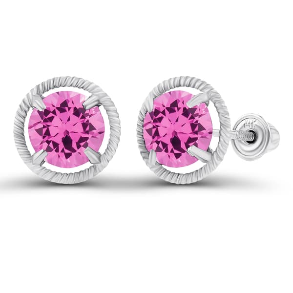 Gemstone Classics(tm) 14kt. White Gold Pink Sapphire Earrings - image 