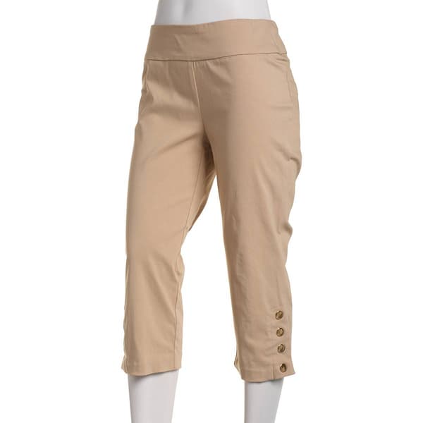 Plus Size Zac & Rachel Pull On Snap Button Hem Crop Pants