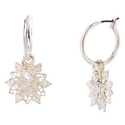 Silver Snowflake Hoop Earrings with CZ Accents