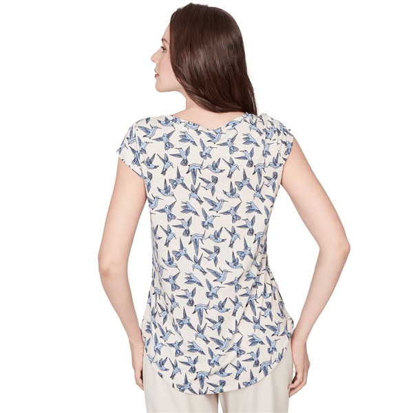 Womens Emaline Key Items Cap Sleeve Whimsical Birds Tee