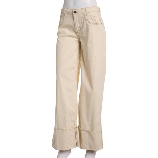 Juniors Madden Girl Twill Exagerated Roll Cuff High Rise Pants