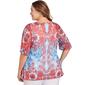 Plus Size Ruby Rd. Elbow Sleeve Floral Mirrored Overlay Blouse - image 2