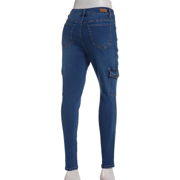 Womens Bleu Denim Skinny Leg with Cargo Pockets Denim Jeans