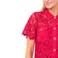 Womens Cece Short Sleeve Button Down Floral Lace Blouse - image 3