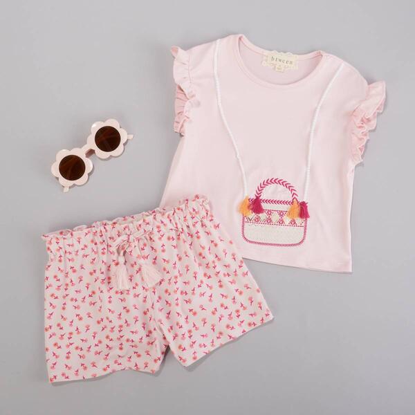 Toddler Girl BTween&#40;R&#41; 3pc Purse Top & Paperbag Shorts w/Sunglasses - image 