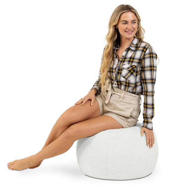 Jaxx Ellis Shearling Faux-Lamb Plush Ottoman Pouf - image 
