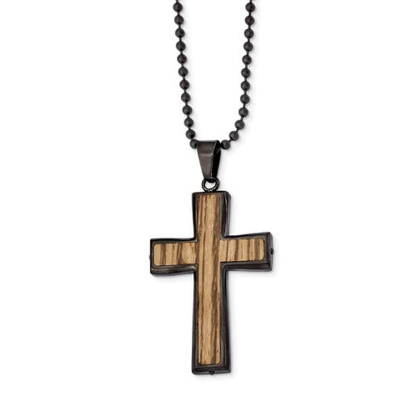 Mens Gentlemen's Classics&#40;tm&#41; Gunmetal IP-Plated Cross Necklace - image 