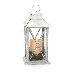 Plastic Antique White LED Battery Operated Lantern