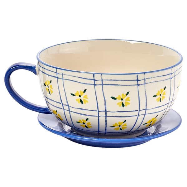 Limonata Plaid Medium Teacup Planter - image 