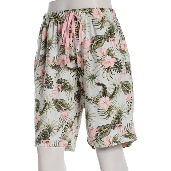 Plus Size Rene Rofe(R) Hibiscus Floral Bermuda Pajama Shorts - image 