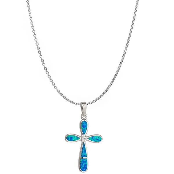 Gemstone Classics&#40;tm&#41; Created Opal Cubic Zirconia Necklace - image 