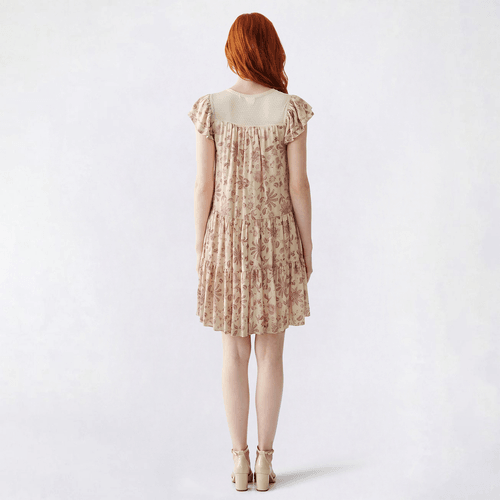 Juniors Wallflower Floral Lace Ruffle Peasant Dress