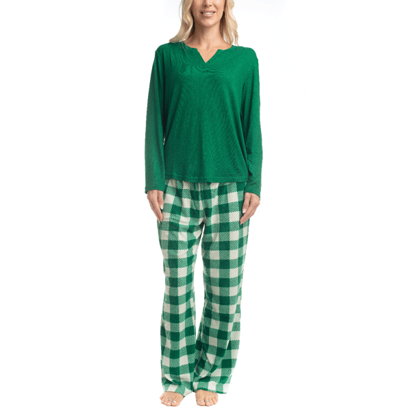 Womens Goodnight Kiss Holiday Pop Up Checkered Pajama Set - image 