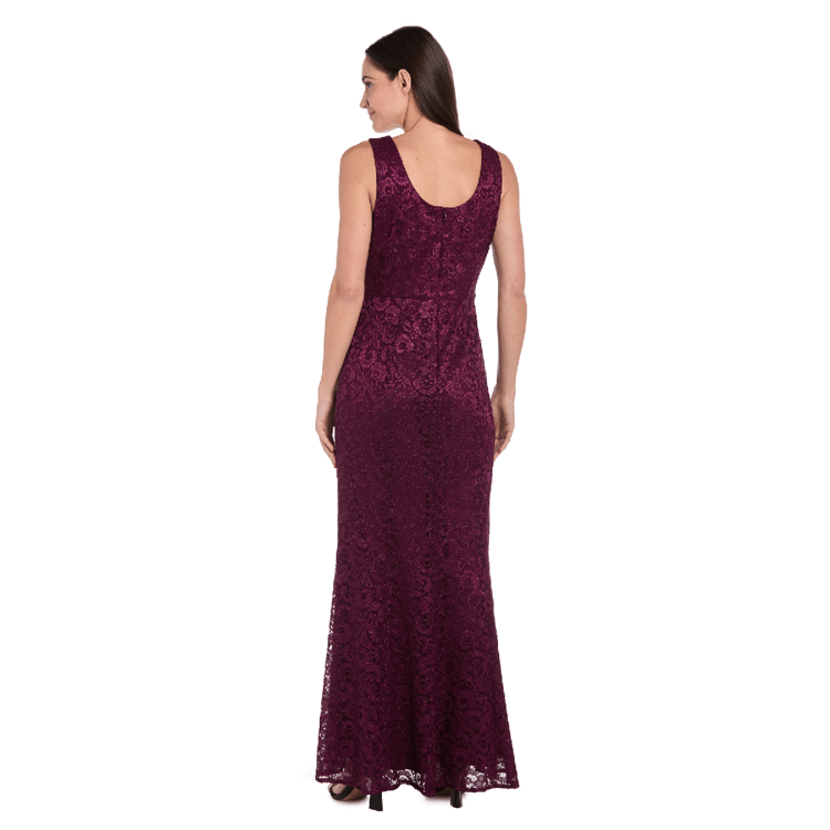 Womens R&M Richards Long Glitter Lace Jacket Dress
