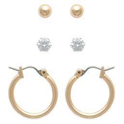 Freedom Ball Stud/CZ Stud/Hoop Earrings Set
