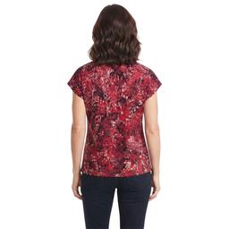 Petite Kasper Cap Sleeve Dot Pleated V-Neck Blouse