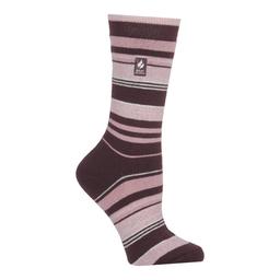 Womens Heat Holders(R) Ultra Lite Heather Stripe Crew Socks - Pink
