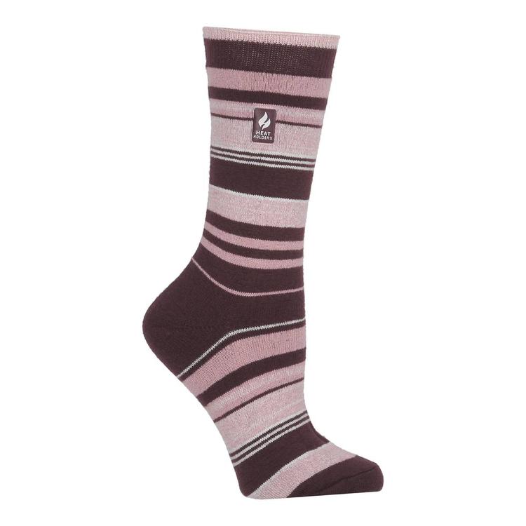 Womens Heat Holders(R) Ultra Lite Heather Stripe Crew Socks - Pink