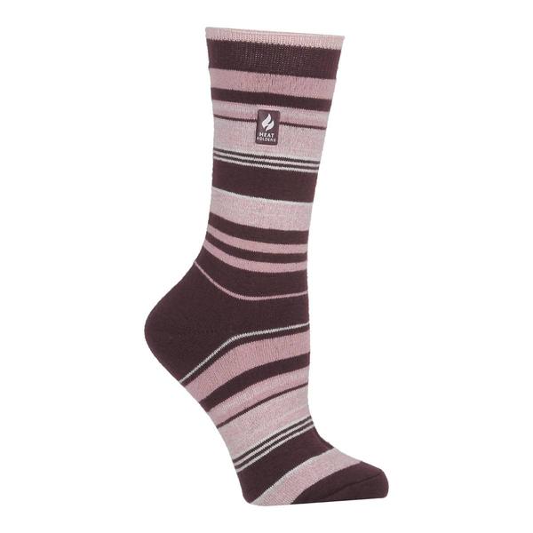 Womens Heat Holders(R) Ultra Lite Heather Stripe Crew Socks - Pink - image 